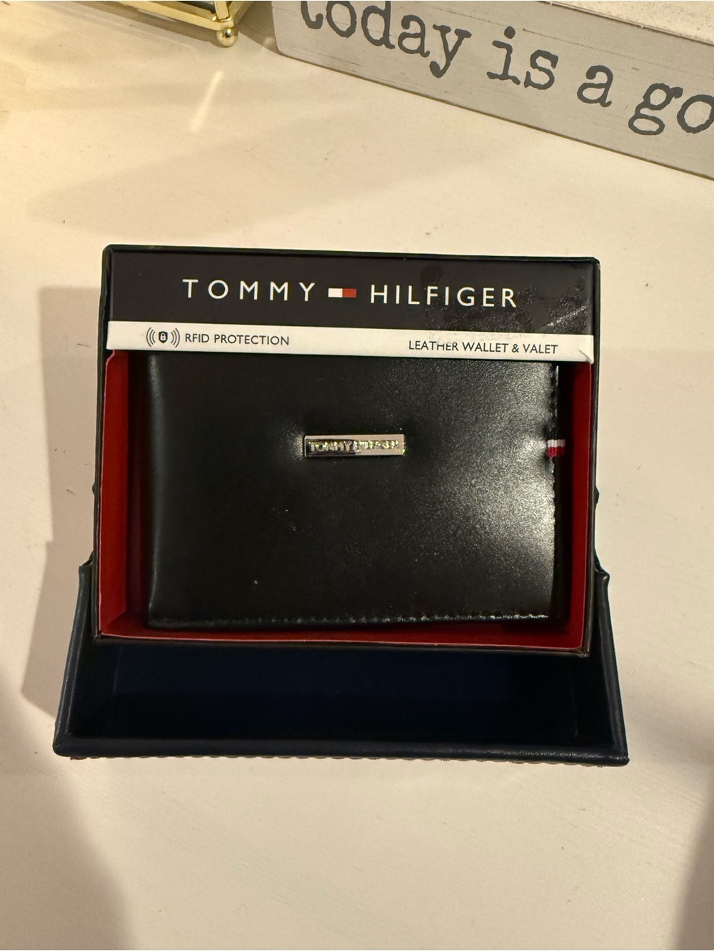 Tommy Hilfiger Black Leather RFID Card Holder Wallet
